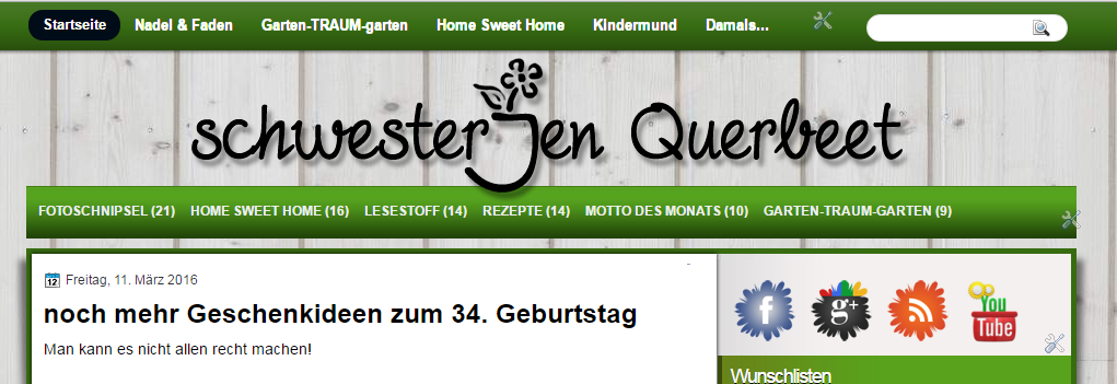 Screenshot alter Blog Schwesterjen Querbeet